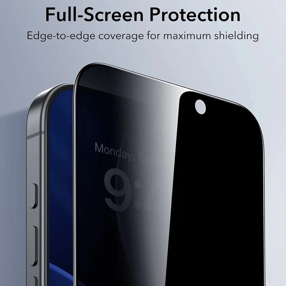 Privacy Screen Protector ESR UltraFit for Apple iPhone 17 Pro Max, Tempered Glass, Full Glue, Set of 3 Pieces