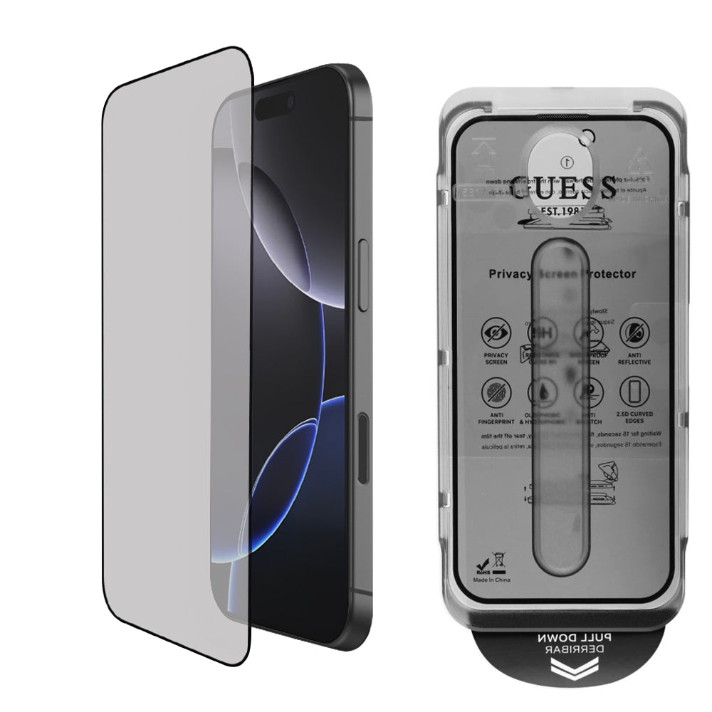 Privacy Screen Protector Guess for Apple iPhone 16 Pro Max, Tempered Glass, Full Glue, 2.5D