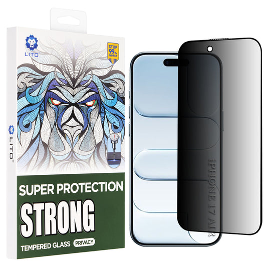 Privacy Screen Protector Lito D+ Max Strong for Apple iPhone 17 Air, Tempered Glass, Full Glue