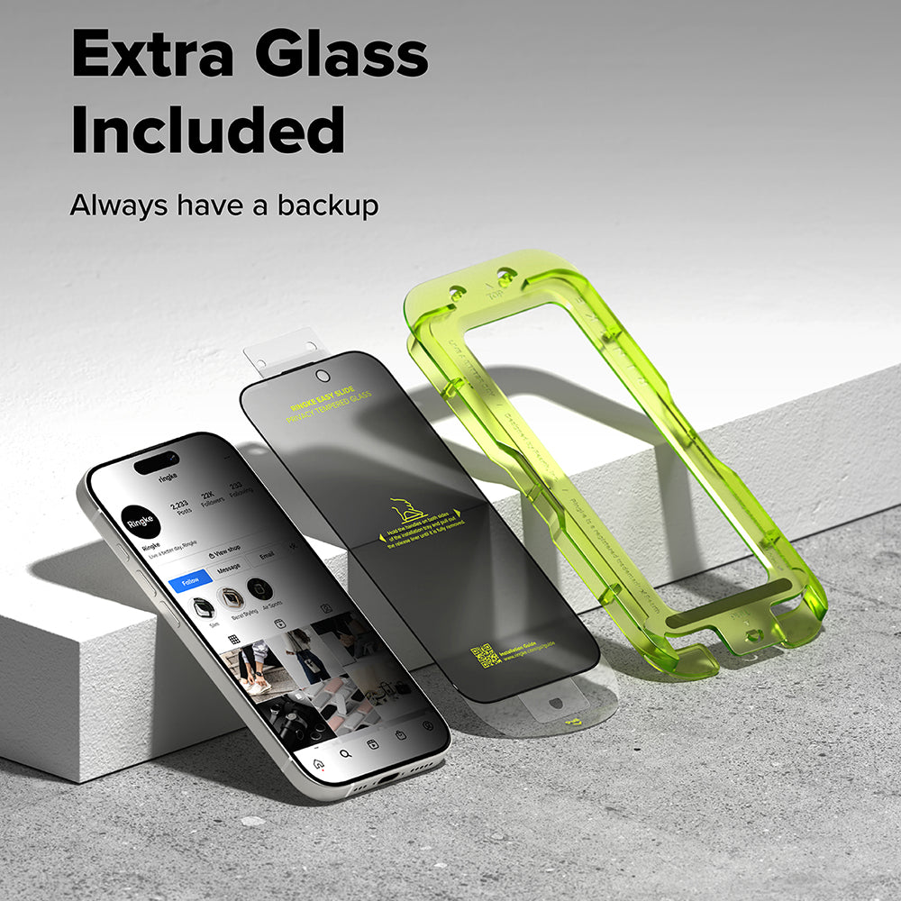Ringke Easy Slide Privacy Screen Protector for Apple 17 Pro Max, Tempered Glass, Full Glue, Set of 2 pieces