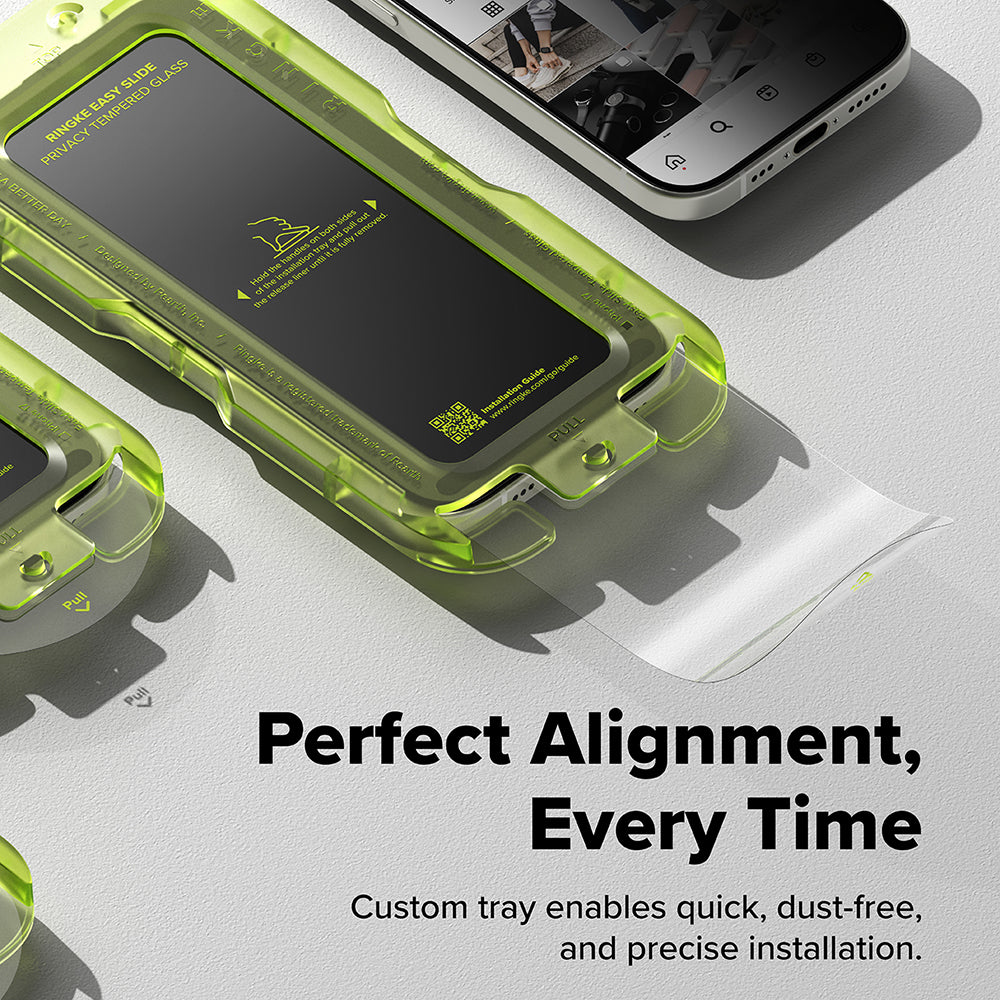 Ringke Easy Slide Privacy Screen Protector for Apple 17 Pro Max, Tempered Glass, Full Glue, Set of 2 pieces