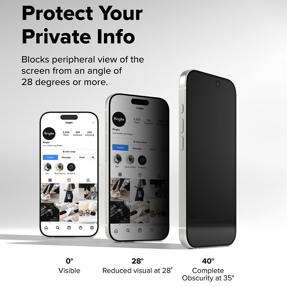 Privacy Screen Protector Ringke Easy Slide for Apple iPhone 17, Tempered Glass, Full Glue, Set of 2 pieces