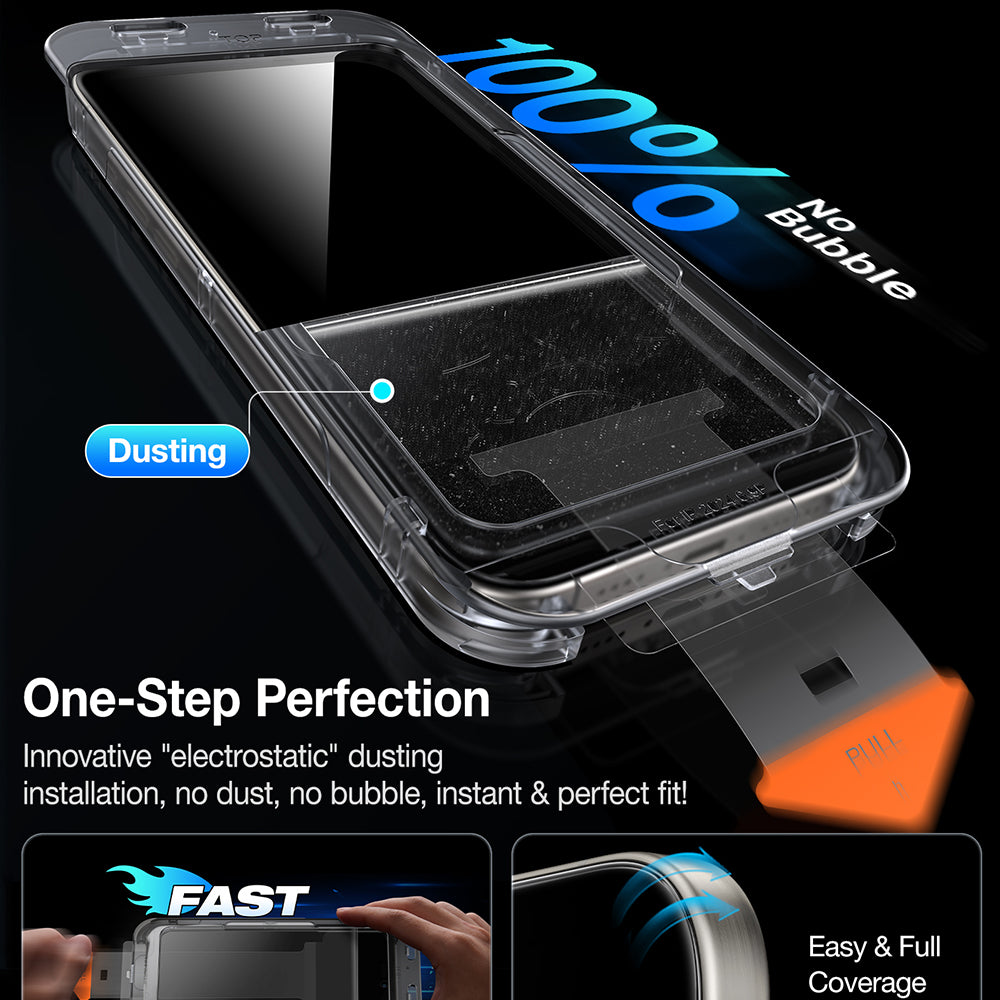 Torras GlassGo Install Master Privacy Screen Protector for Apple iPhone 16, Tempered Glass, Full Glue