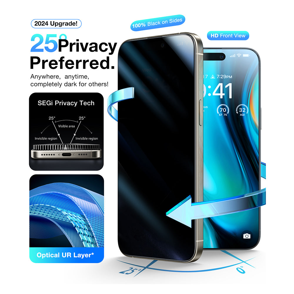 Torras GlassGo Install Master Privacy Screen Protector for Apple iPhone 17 Air, Tempered Glass, Full Glue