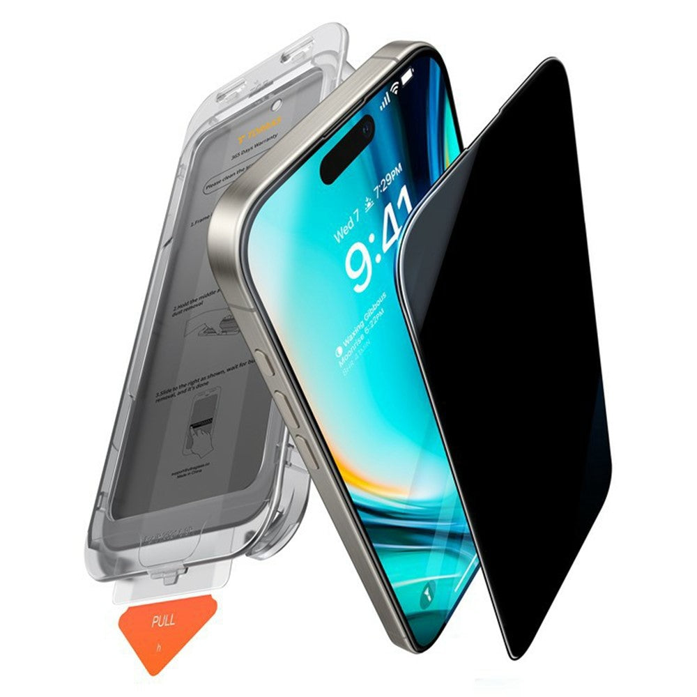Torras GlassGo Install Master Privacy Screen Protector for Apple iPhone 17, Tempered Glass, Full Glue
