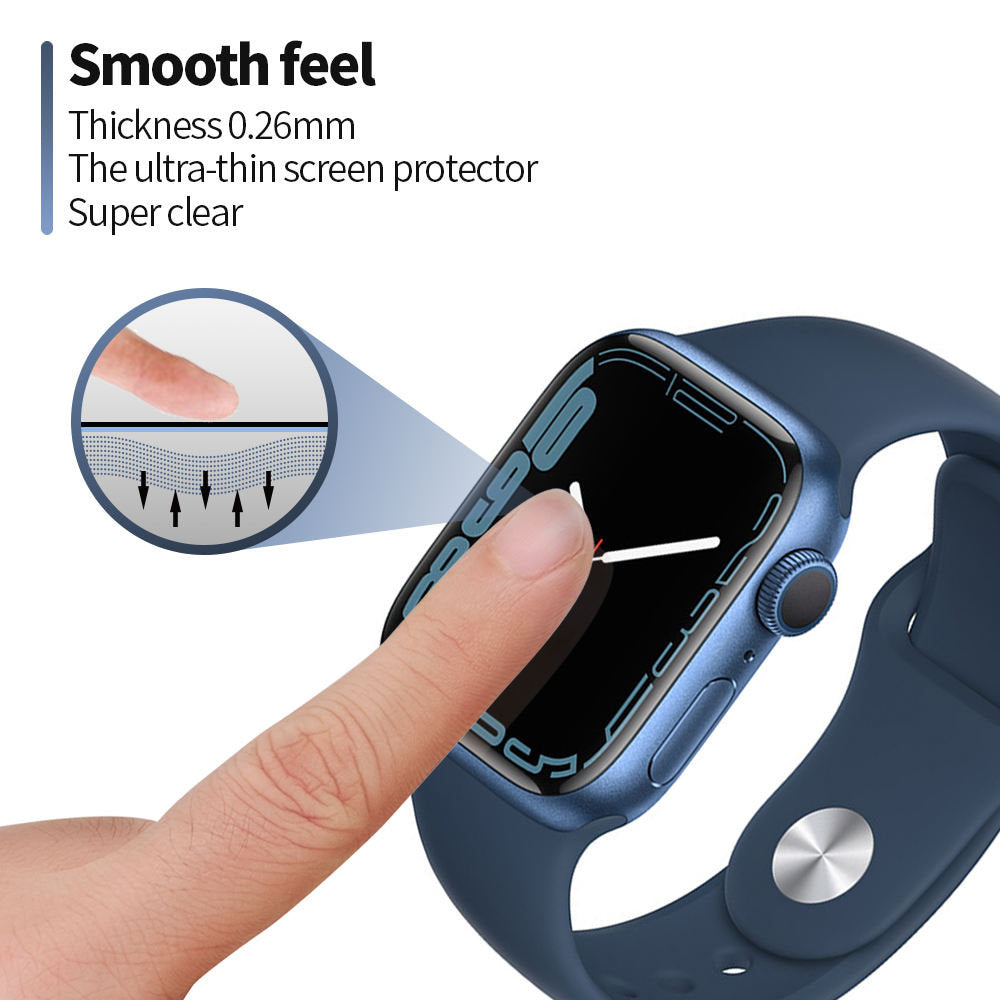 Blueo High Molecule Protective Film for Apple Watch 8 / 7 41mm Series, Tempered Glass, Black
