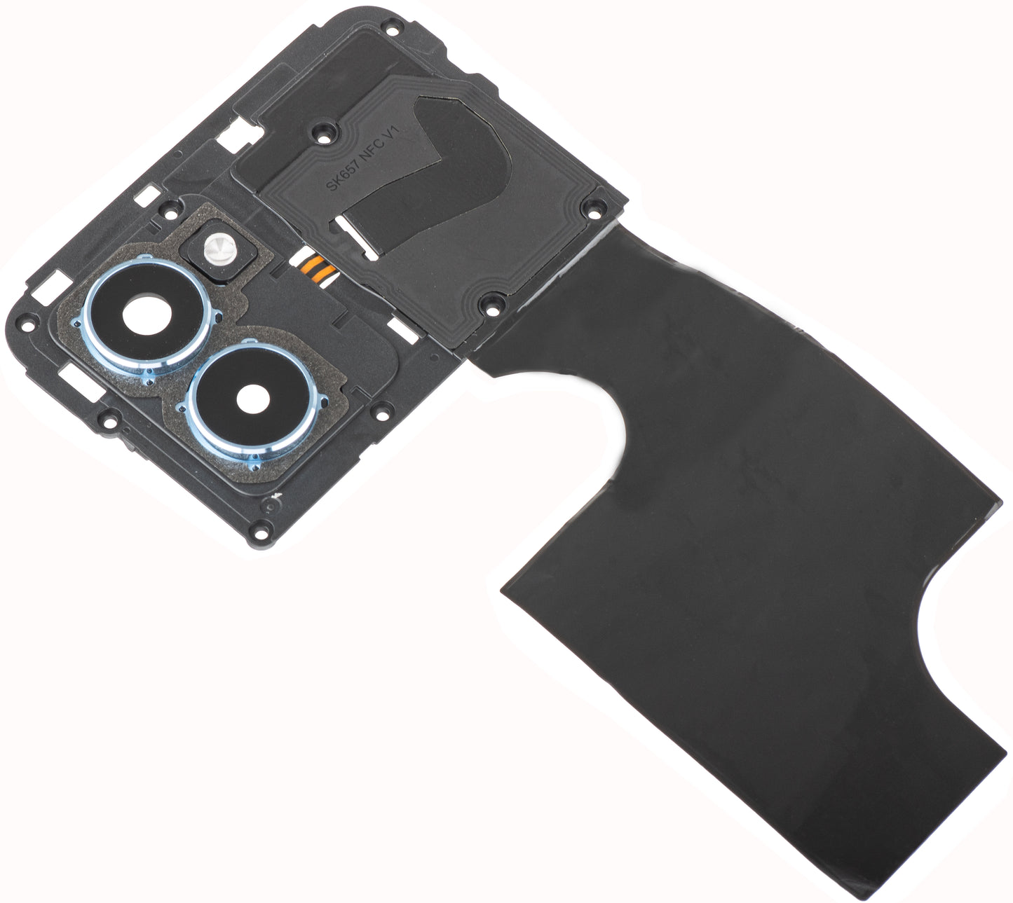 Rear Camera Glass - Flash - Inner Frame - NFC Antenna HMD Pulse Pro, with Frame, Silver, Service Pack 286954396