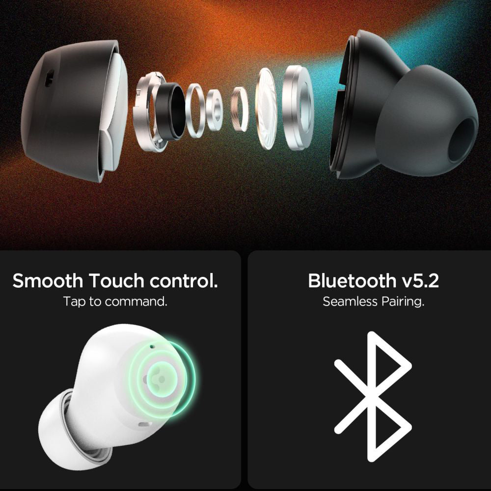 Handsfree Bluetooth Spigen SA2401, TWS, ANC, Black ASD07887