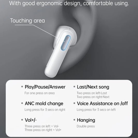 Handsfree Bluetooth Yesido TWS34, TWS, ANC, White