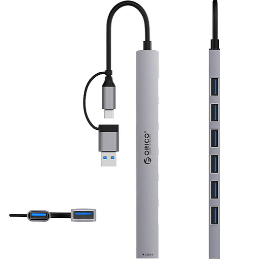 USB / USB-C Hub Orico YSA2-U3, 1 x USB-A 3.0 - 6 x USB-A, Gray
