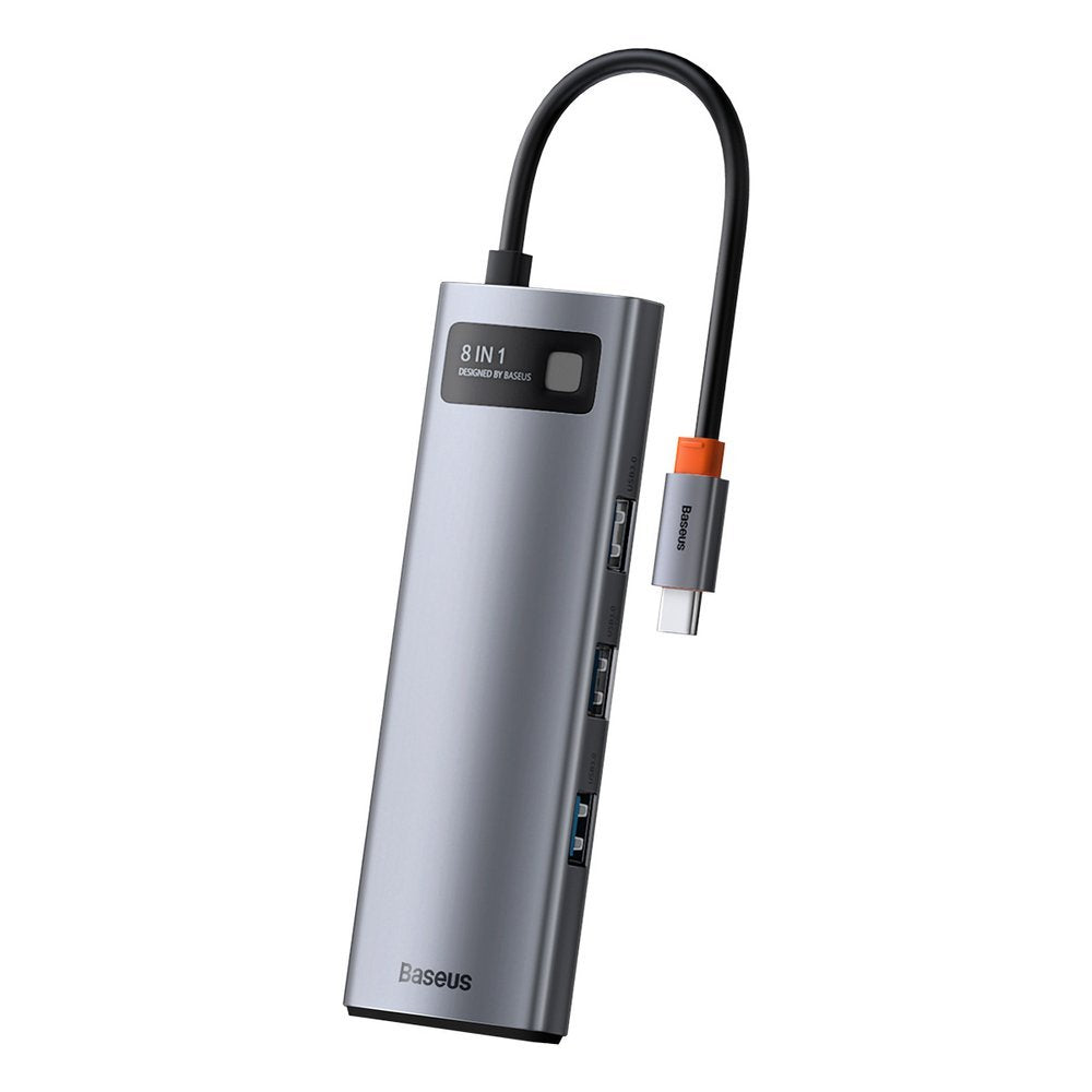 Baseus USB-C Hub, 3 x USB-A 3.0 - 1 x USB-C - 1 x HDMI - 1 x RJ45 - 1 x SD - 1 x microSD, Gray CAHUB-CV0G