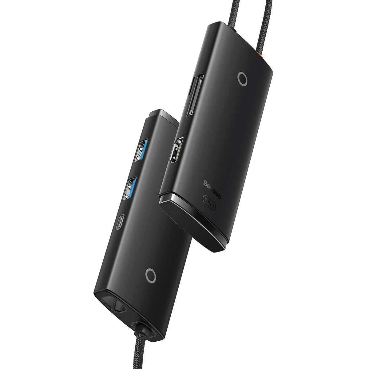 Baseus USB-C Hub, 2 x USB-A 3.0 - 1 x USB-C - 1 x HDMI - 1 x SD - 1 x microSD, Black WKQX050001