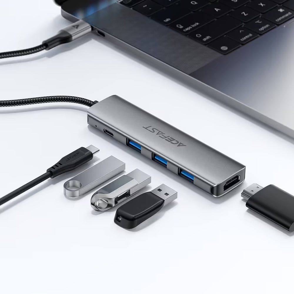 Acefast J16 USB-C Hub, 5-in-1, Gray