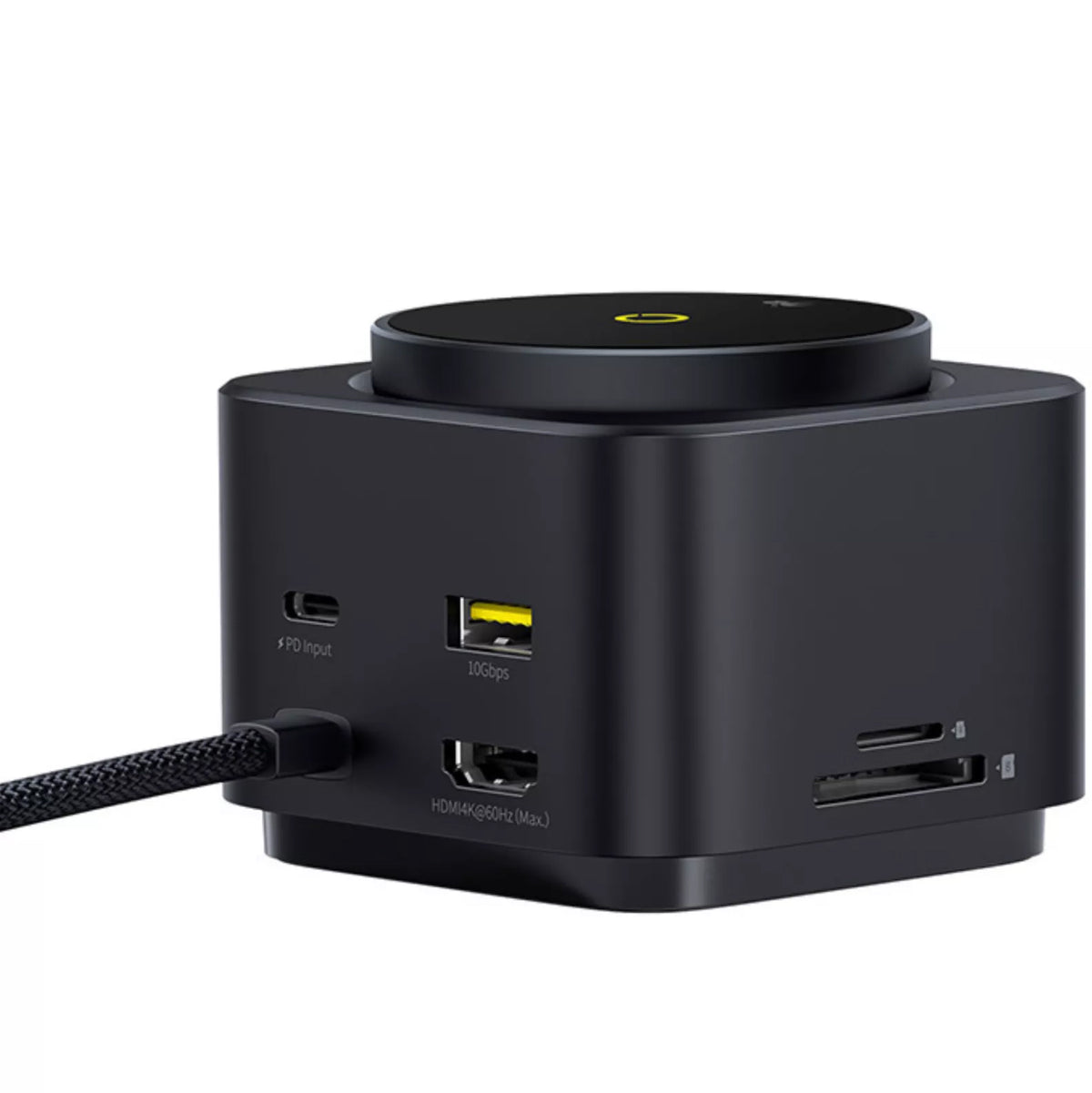 Baseus MagPro II 7in1 Multifunctional Hub, 1 x USB-A - 2 x USB-C - 1 x HDMI - 1 x QI - 1 x SD - 1 x microSD, Black B00072900121-00