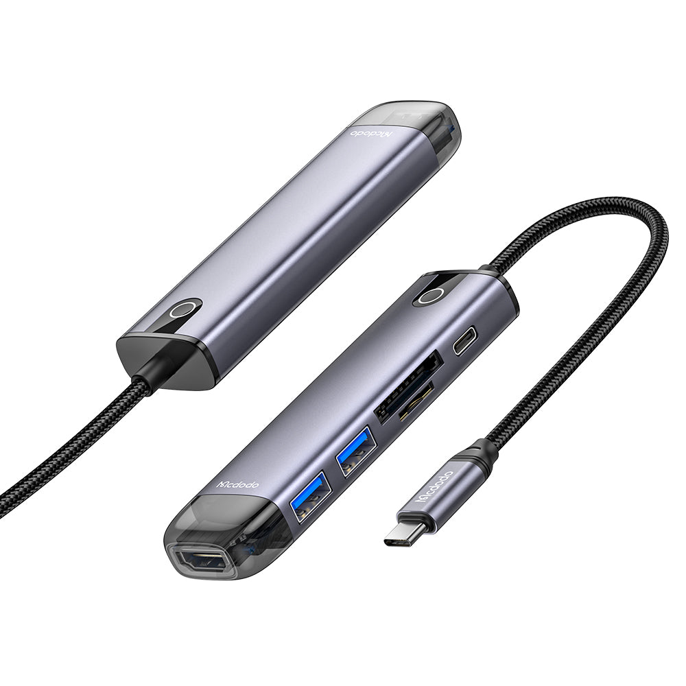 McDodo HU-7740 USB-C Hub, 6in1, Gray