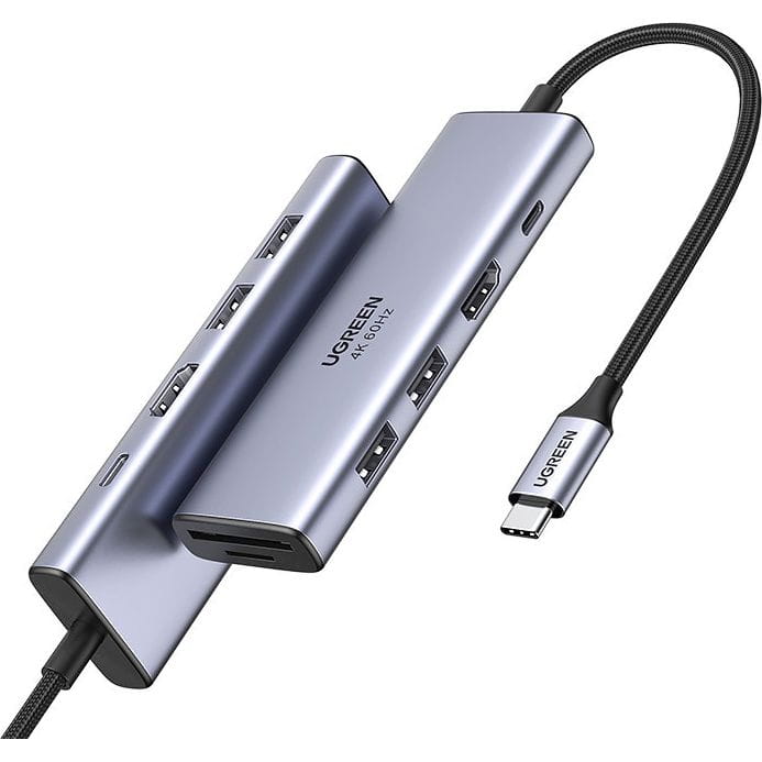 UGREEN CM511 USB-C Hub (60384), 2 x USB-A 3.0 - 1 x USB-C - 1 x HDMI - 1 x SD - 1 x microSD, Gray