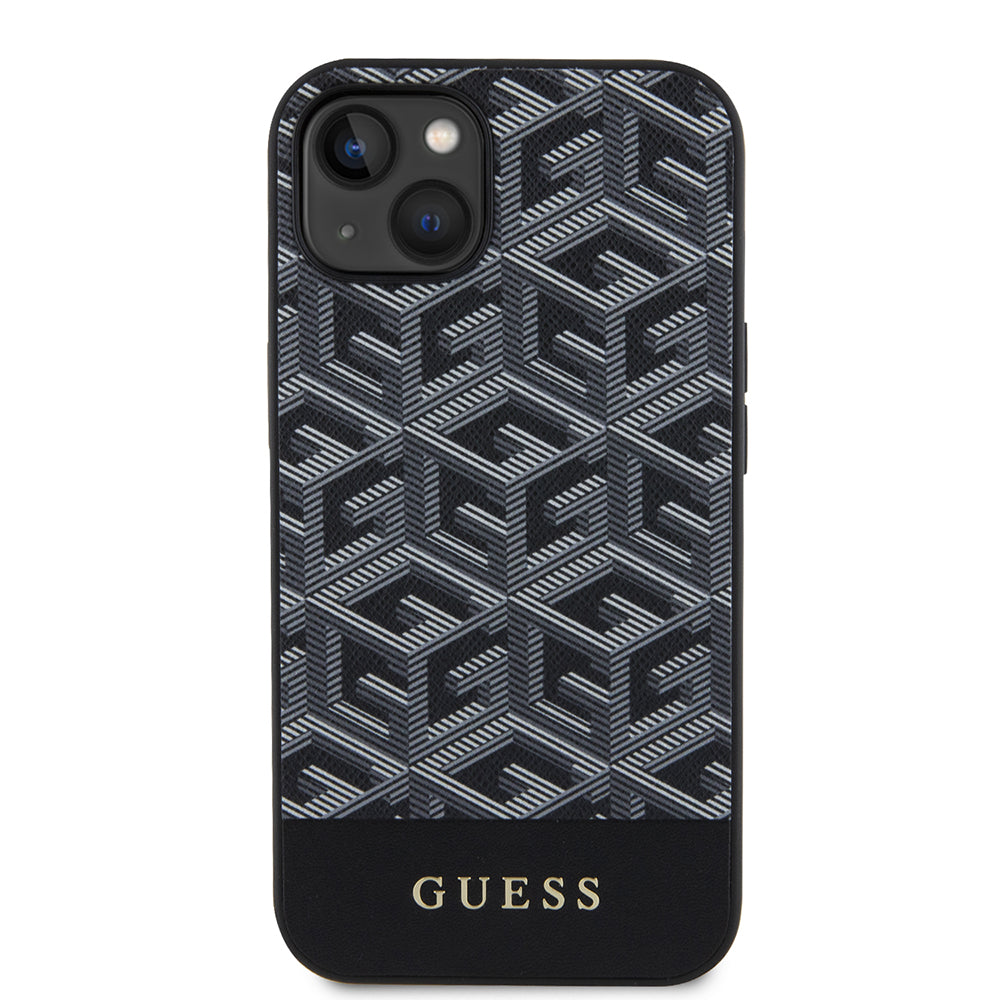 MagSafe Case for Apple iPhone 15, Guess, GCube Stripes, Black