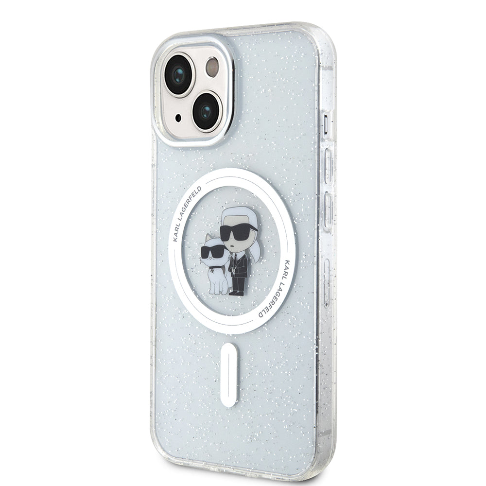 MagSafe Case for Apple iPhone 15, Karl Lagerfeld, Glitter, Transparent