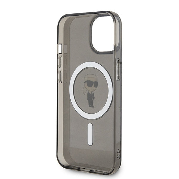 MagSafe Case for Apple iPhone 15, Karl Lagerfeld, IML Ikonik Karl, Black