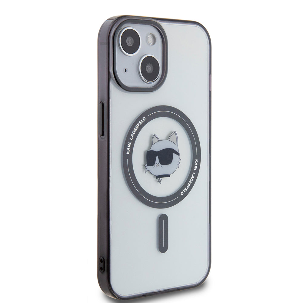 MagSafe Case for Apple iPhone 15 Plus, Karl Lagerfeld, IML Choupette's Head, Transparent