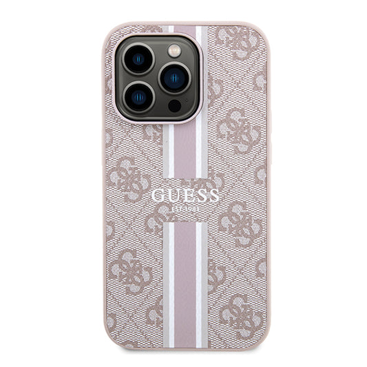 MagSafe Case for Apple iPhone 15 Pro, Guess, 4G Printed Stripes, Pink