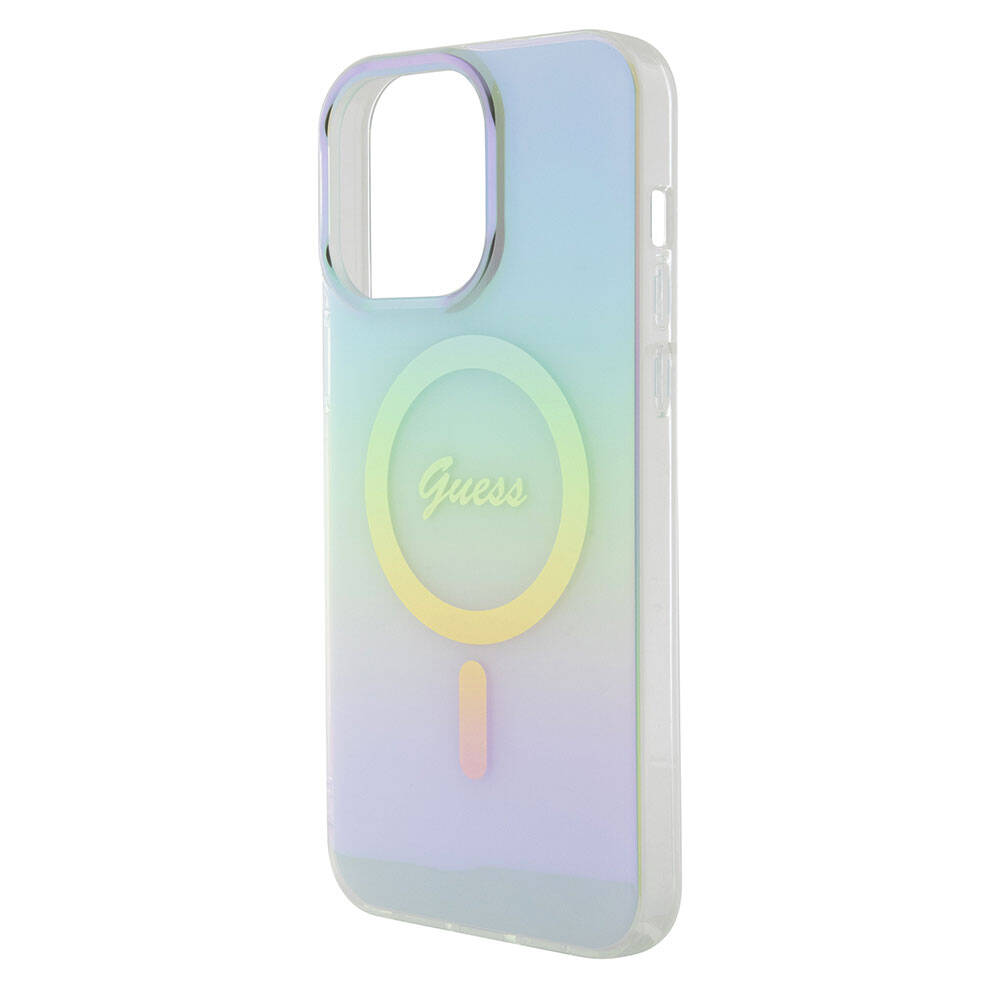 MagSafe Case for Apple iPhone 15 Pro Max, Guess, IML Iridescent, Turquoise