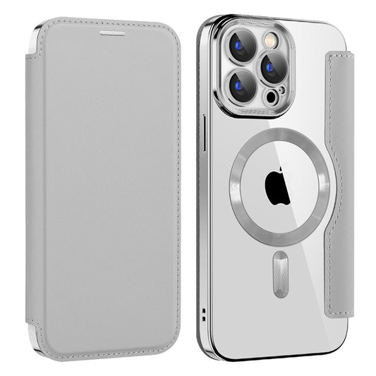 MagSafe Case for Apple iPhone 15 Pro Max, Techsuit, SmartMag Book, Gray