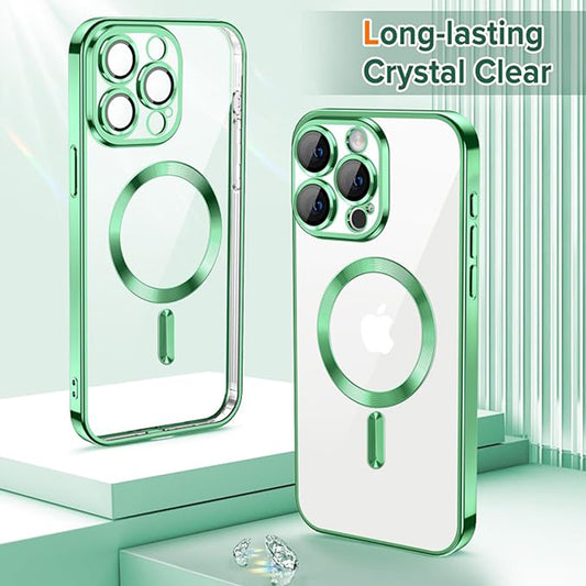 MagSafe Case for Apple iPhone 15 Pro, Techsuit, Luxury Crystal, Light Green