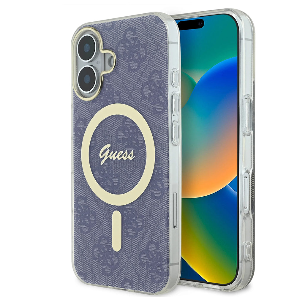 MagSafe Case for Apple iPhone 16, Guess, IML 4G, Blue