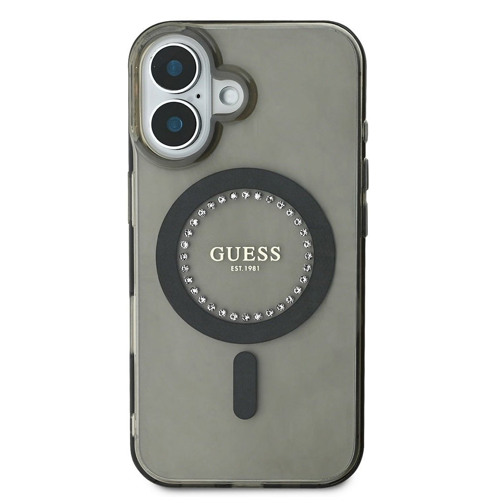 MagSafe Case for Apple iPhone 16 Plus, Guess, IML Rhinestone, Black