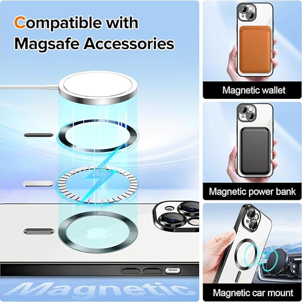 MagSafe Case for Apple iPhone 16 Plus, Techsuit, Luxury Crystal, Light Green