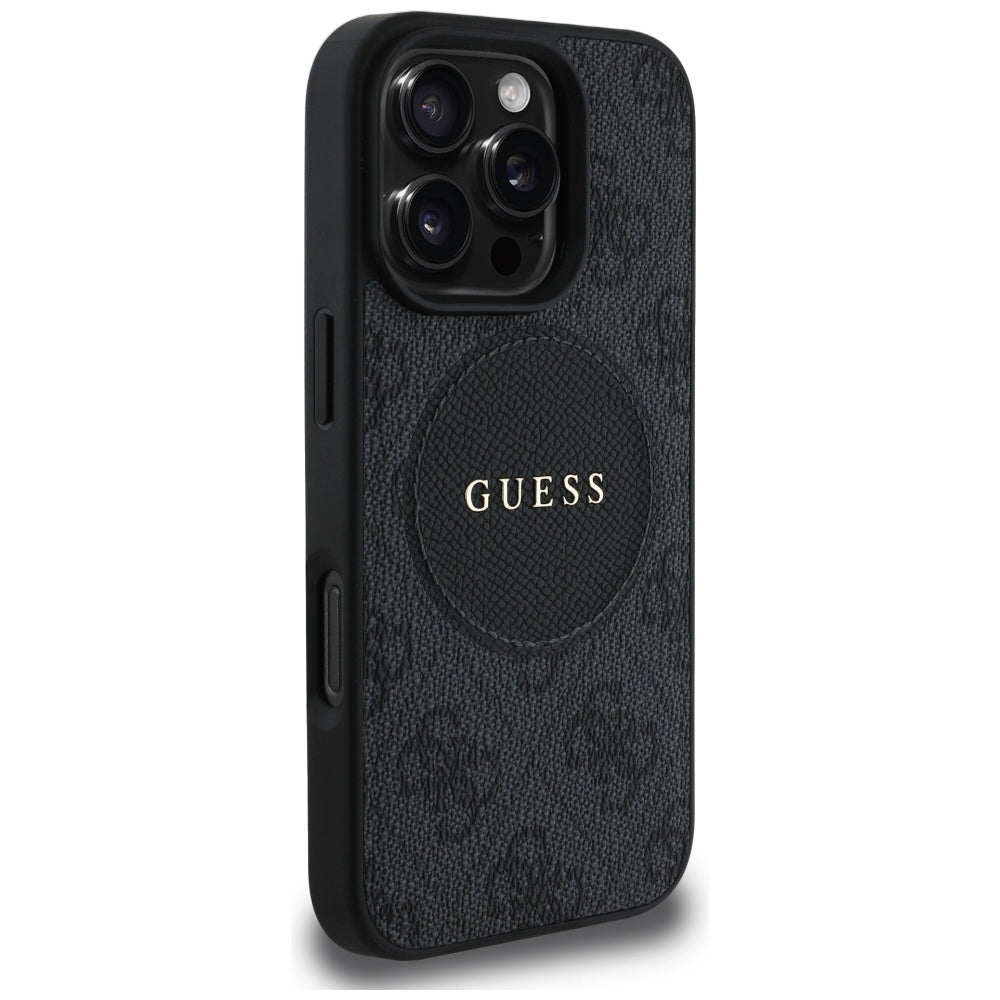 MagSafe Case for Apple iPhone 16 Pro, Guess, 4G Circle Classic Logo, Black