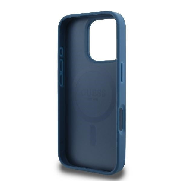MagSafe Case for Apple iPhone 16 Pro, Guess, 4G Ring Classic Logo, Blue