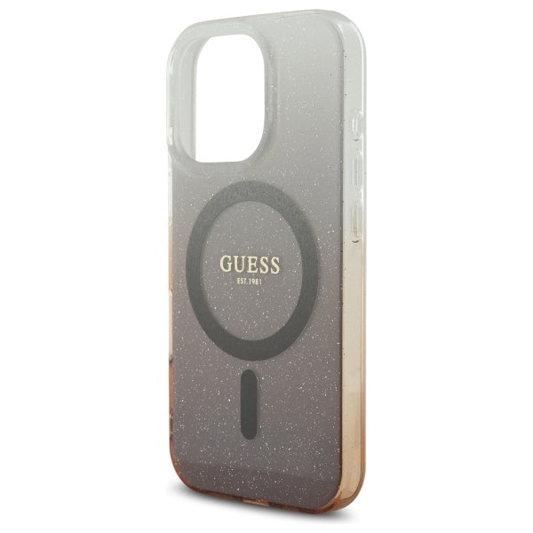 MagSafe Case for Apple iPhone 16 Pro, Guess, IML Glitter Gradient, Brown