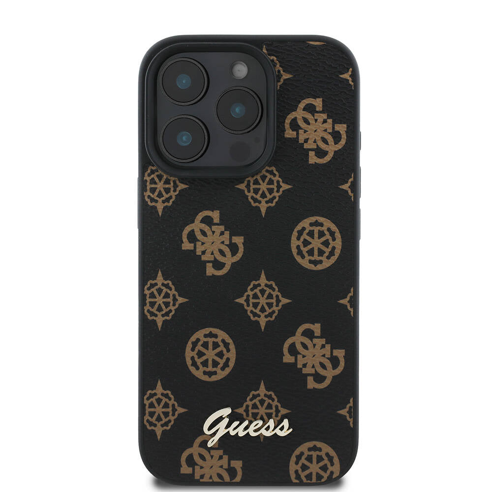 MagSafe Case for Apple iPhone 16 Pro Max, Guess, Peony Script, Black