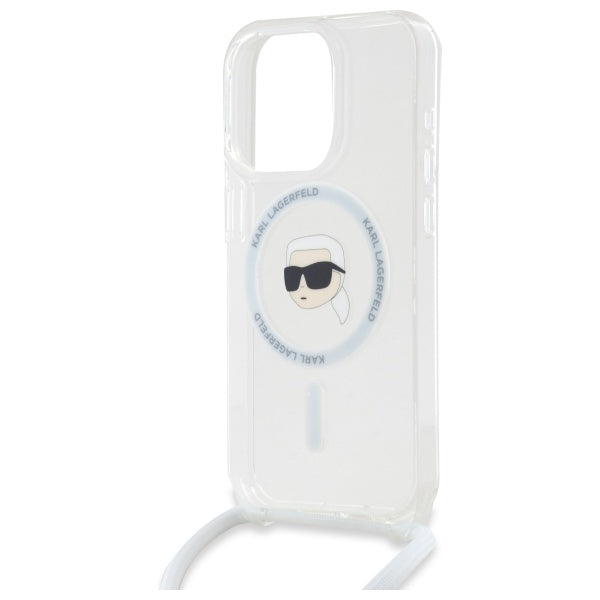 MagSafe Case for Apple iPhone 16 Pro Max, Karl Lagerfeld, IML Crossbody Karl's Head, Transparent