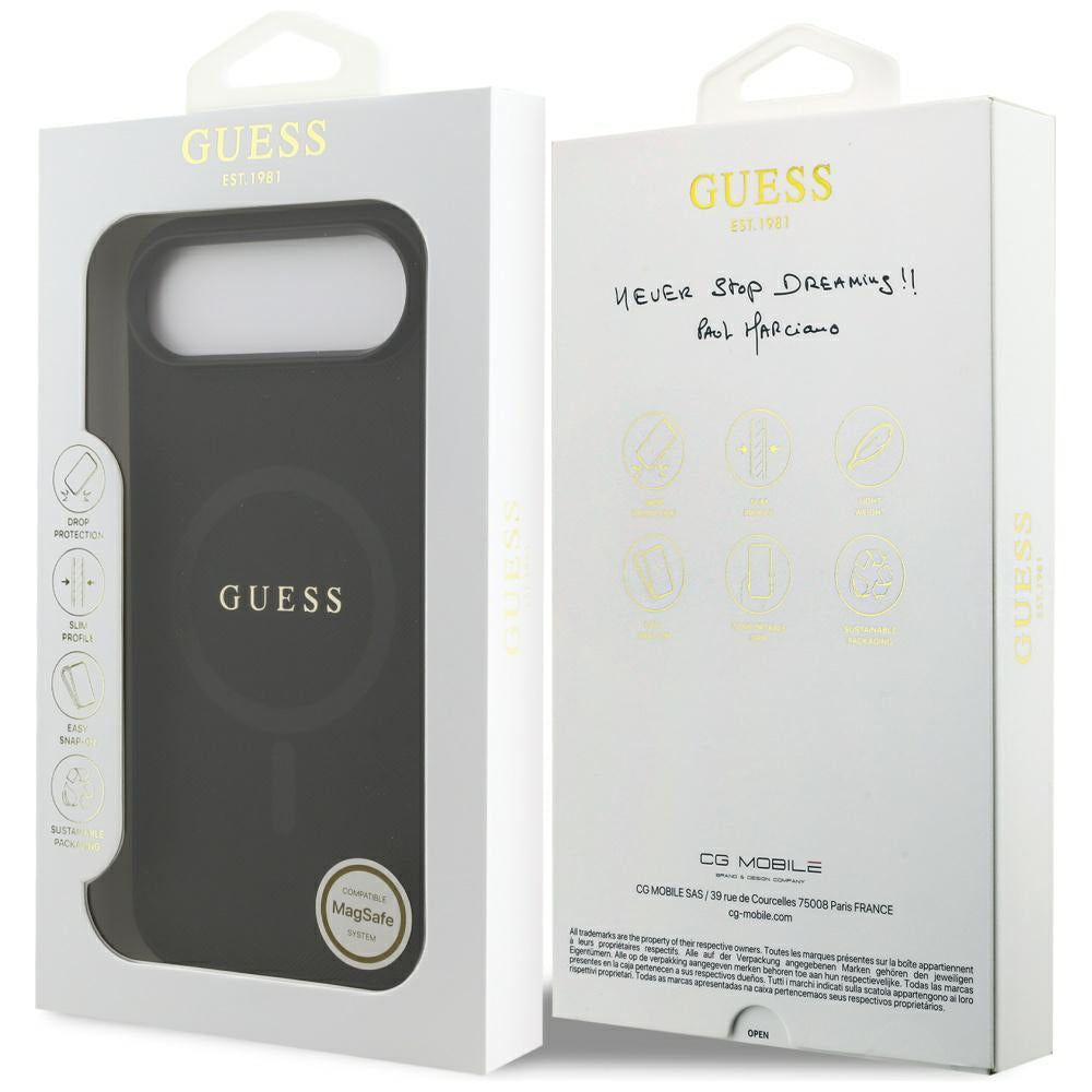 MagSafe Case for Apple iPhone 17 Air, Guess, Saffiano Classic Logo, Black