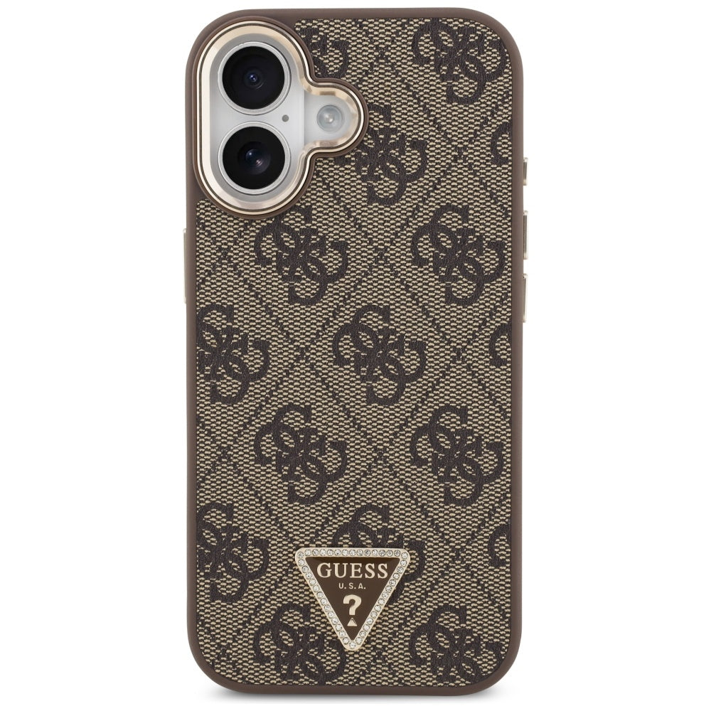 MagSafe Case for Apple iPhone 17, Guess, 4G Triangle Logo, Golden Brown