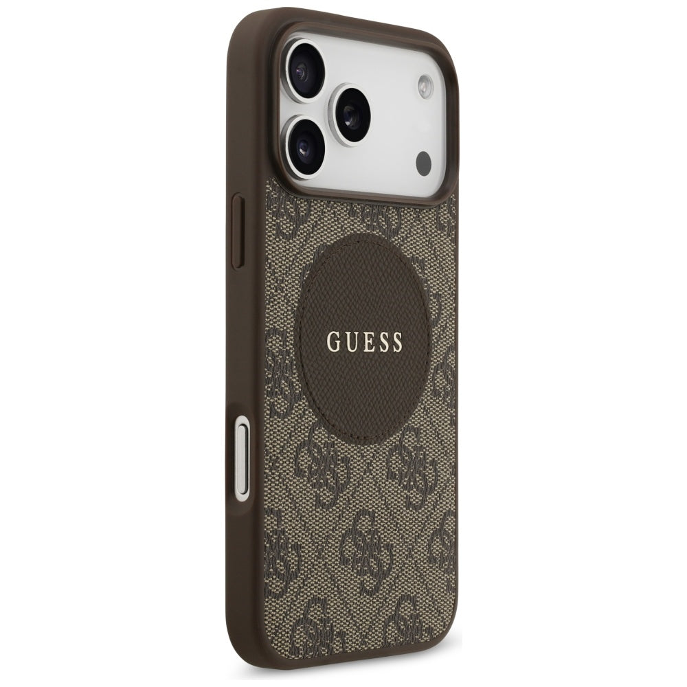 MagSafe Case for Apple iPhone 17 Pro, Guess, 4G Circle Classic Logo, Brown