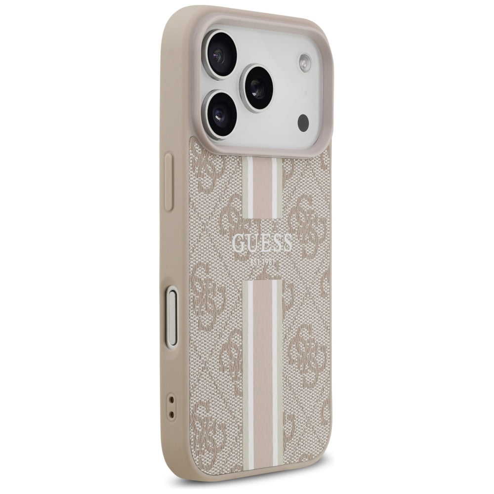 MagSafe Case for Apple iPhone 17 Pro, Guess, 4G Printed Stripes, Pink