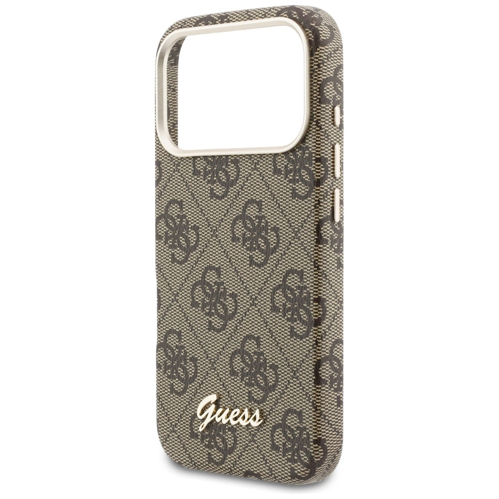 MagSafe Case for Apple iPhone 17 Pro, Guess, 4G Script Logo, Brown