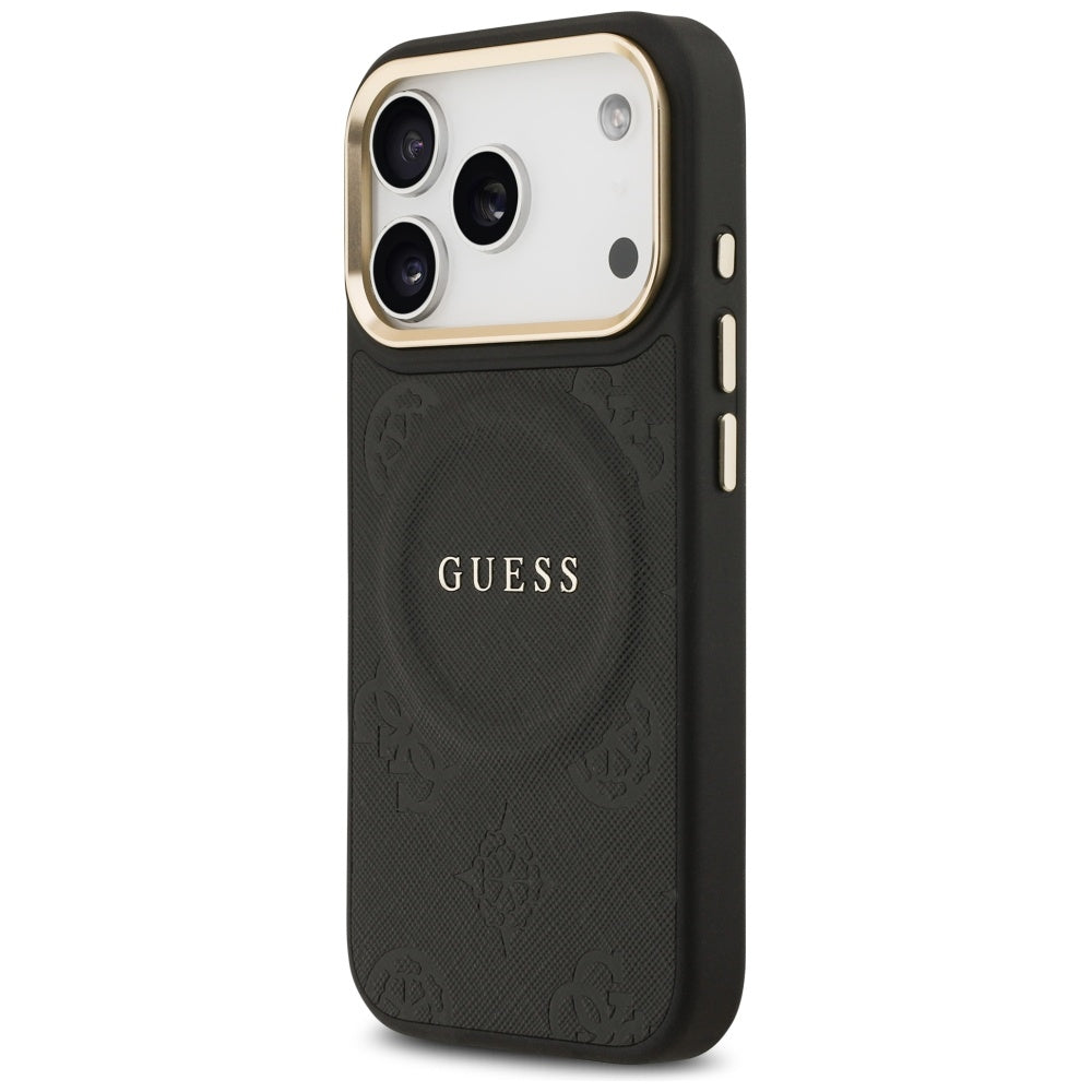MagSafe Case for Apple iPhone 17 Pro, Guess, Peony Hot Stamp, Black