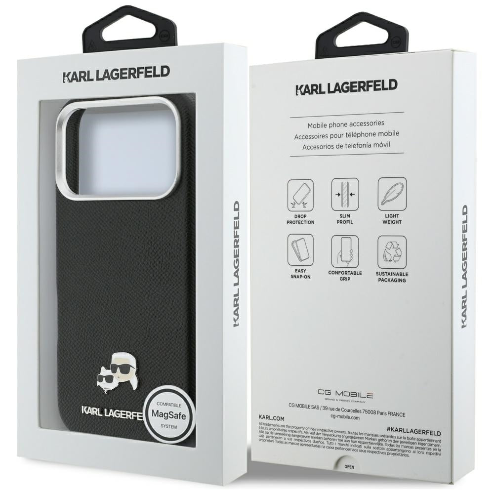 MagSafe Case for Apple iPhone 17 Pro, Karl Lagerfeld, Karl & Choupette Head's Pin, Black