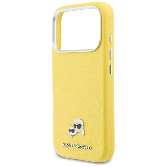 MagSafe Case for Apple iPhone 17 Pro, Karl Lagerfeld, Saffiano Karl & Choupette Pins, Yellow