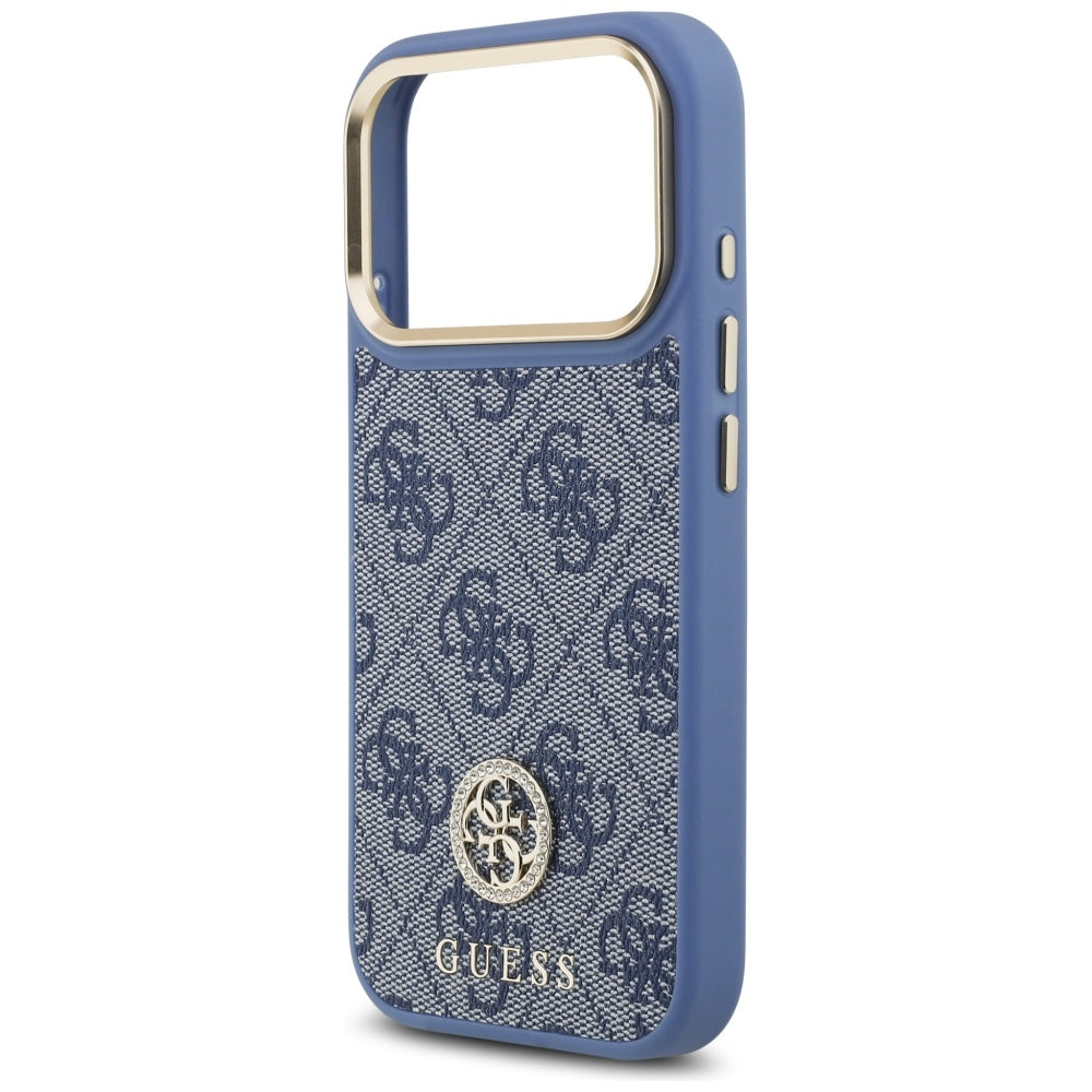 MagSafe Case for Apple iPhone 17 Pro Max, Guess, 4G Strass Logo, Blue