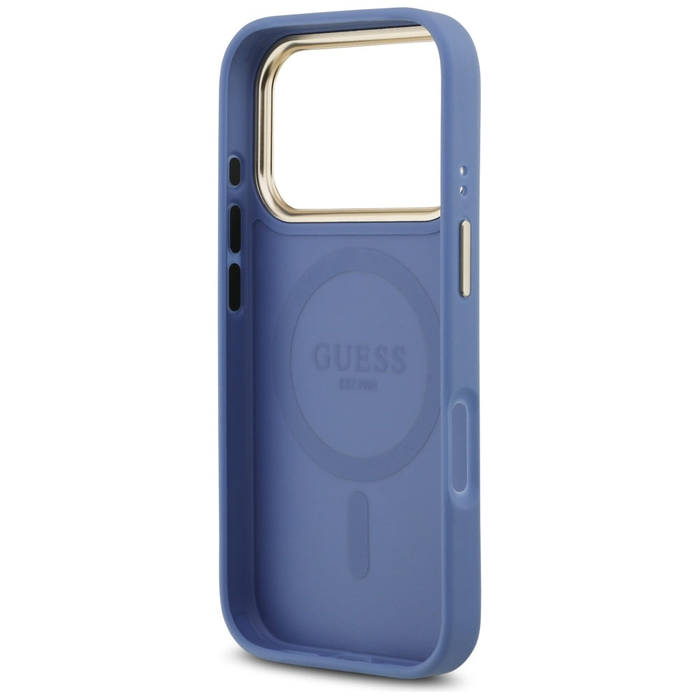 MagSafe Case for Apple iPhone 17 Pro Max, Guess, 4G Strass Logo, Blue