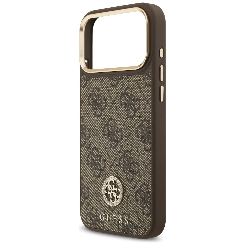 MagSafe Case for Apple iPhone 17 Pro Max, Guess, 4G Strass Logo, Brown