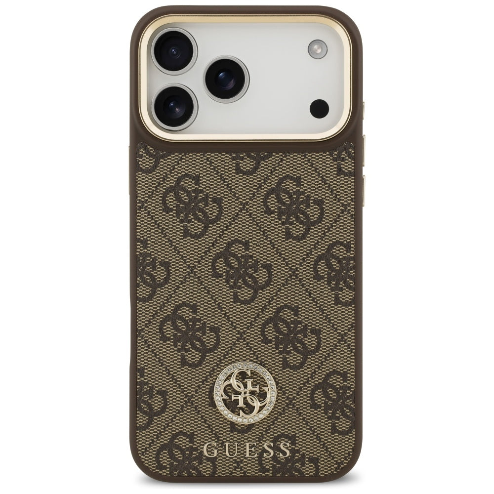 MagSafe Case for Apple iPhone 17 Pro Max, Guess, 4G Strass Logo, Brown