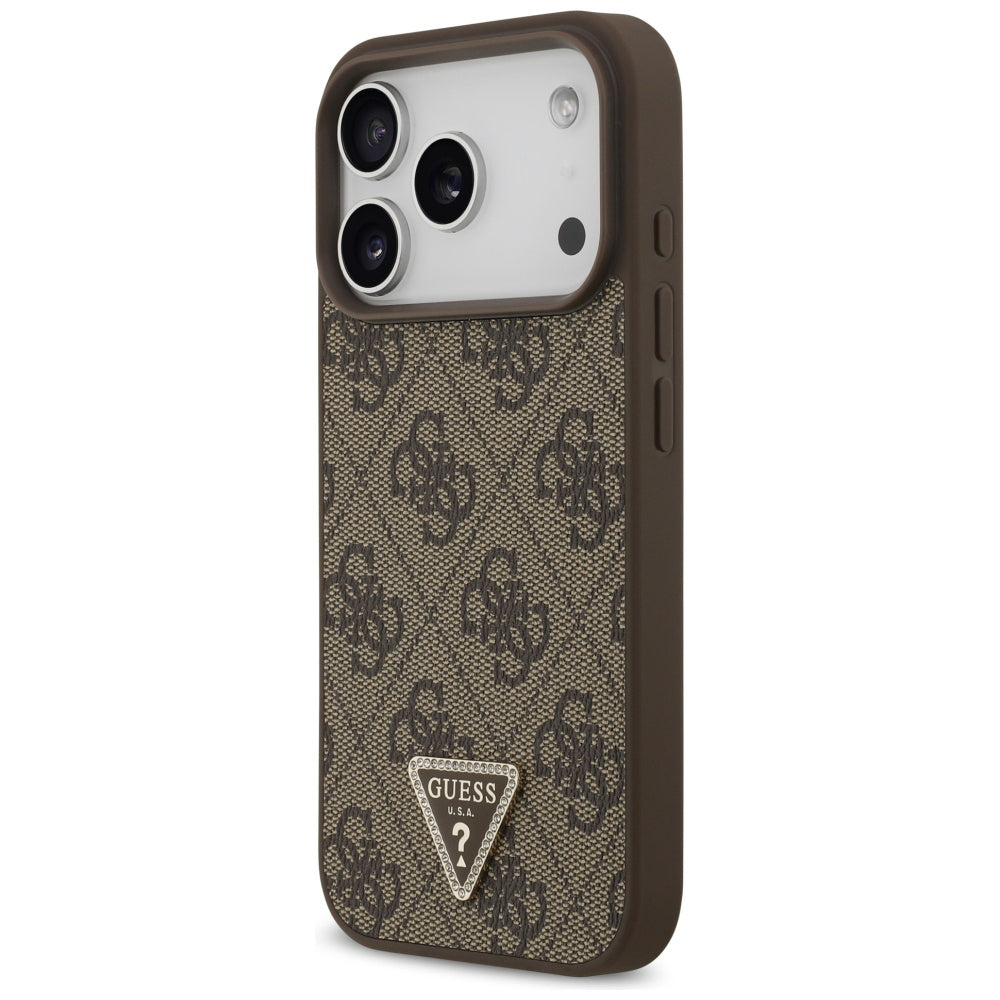 MagSafe Case for Apple iPhone 17 Pro Max, Guess, 4G Triangle Strass, Brown