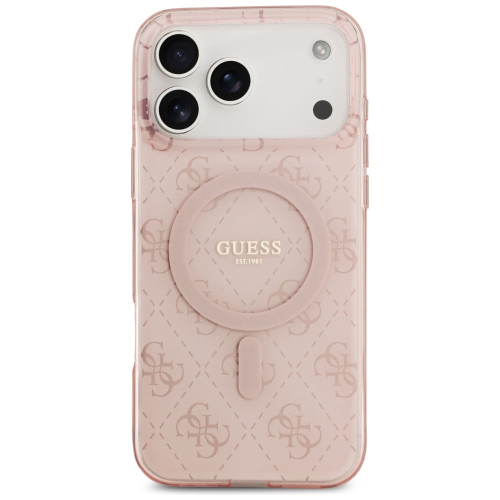 MagSafe Case for Apple iPhone 17 Pro Max, Guess, IML 4G Background, Pink